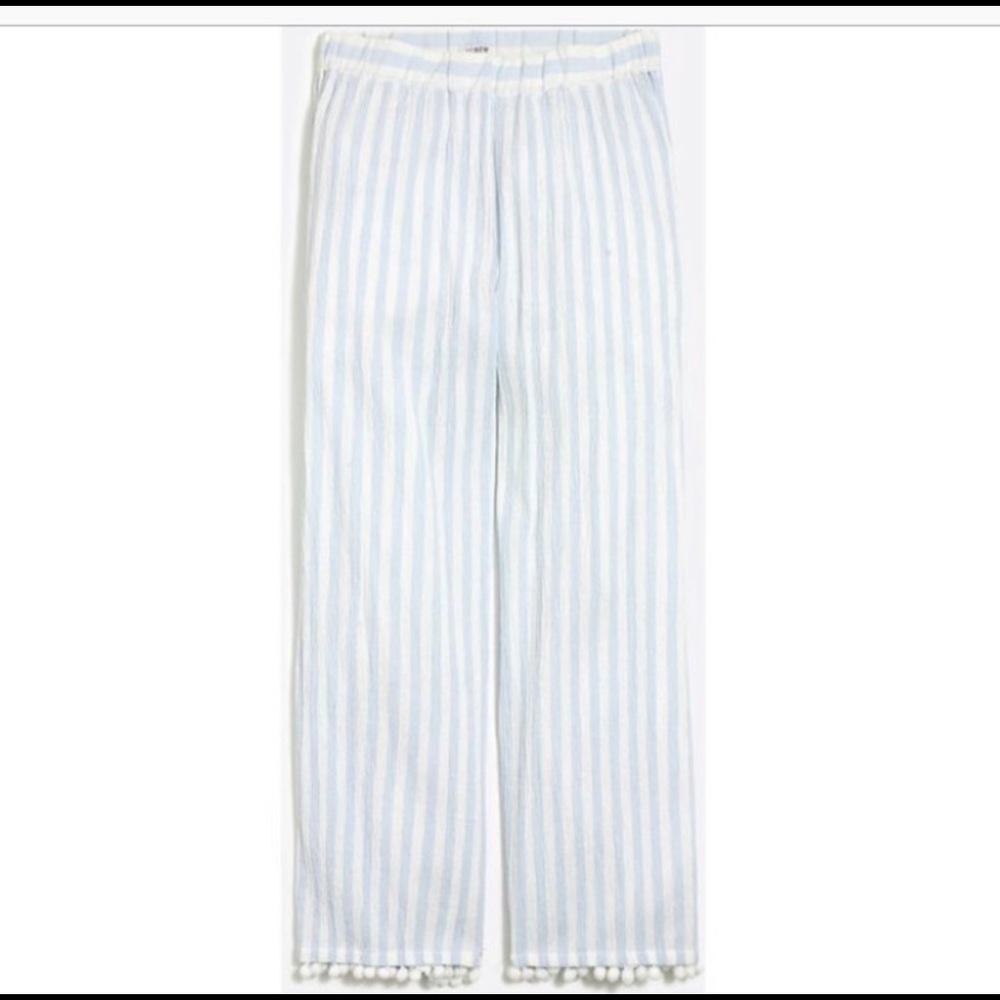 NWT J Crew Striped Pom Pom Beach Cover Up Pants M